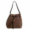 Carolina Herrera Brown Embossed Suede And Leather Bow Bucket Bag Women