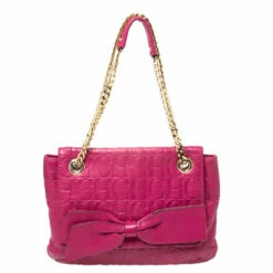 Carolina Herrera Fuchsia Monogram Leather Audrey Shoulder Bag Women - Pink