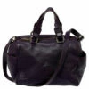 Carolina Herrera Dark Purple Grained Leather Boston Bag Women