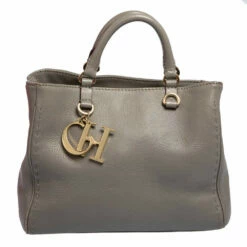 Carolina Herrera Grey Leather Charm Tote Women