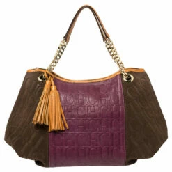 Carolina Herrera Multicolor Monogram Leather And Suede Tassel Hobo Women