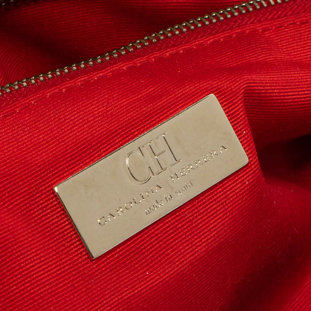 Carolina Herrera Gold Quilted Leather Flap Chain Shoulder Bag Women