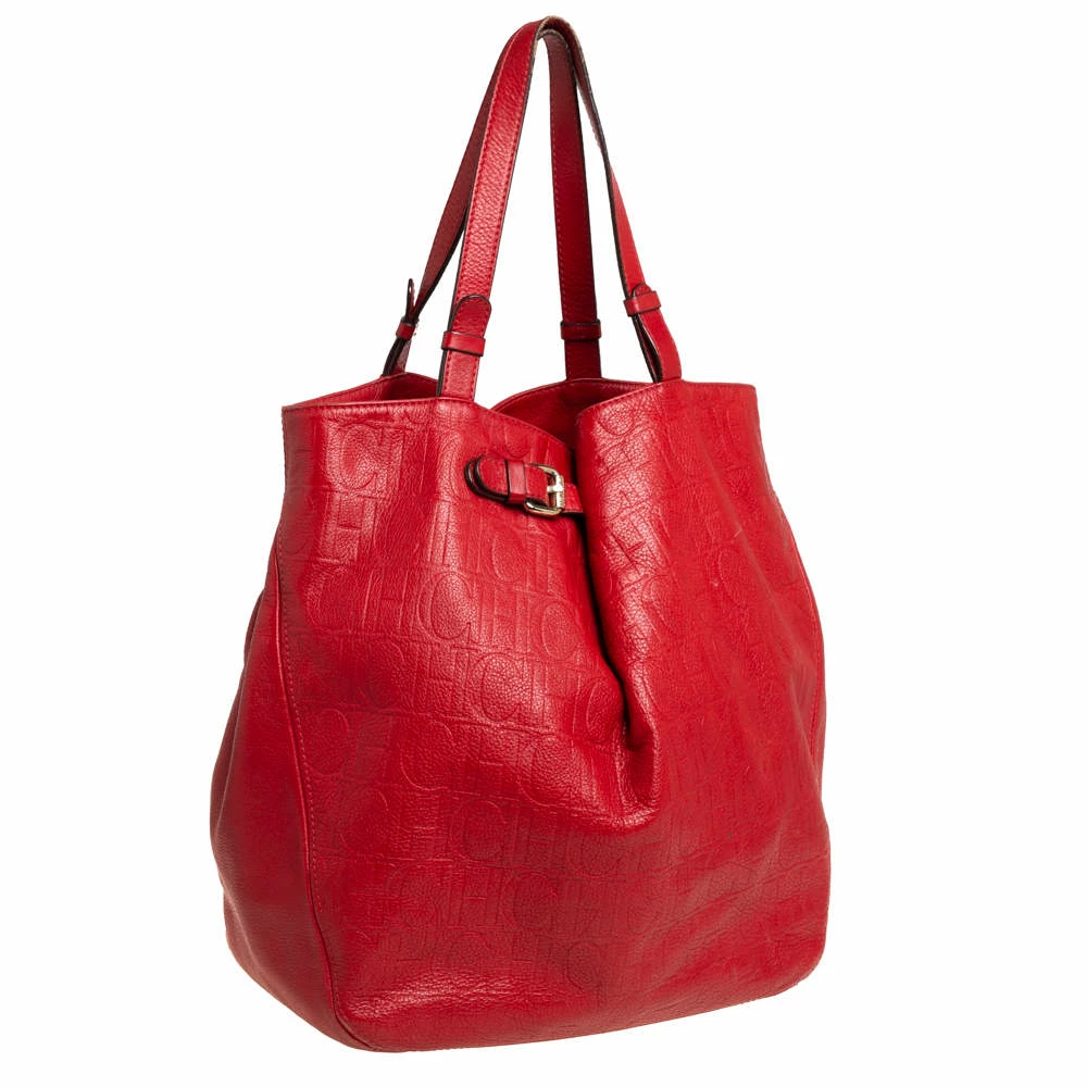 Carolina Herrera Red Monogram Leather Matryoshka Tote Women