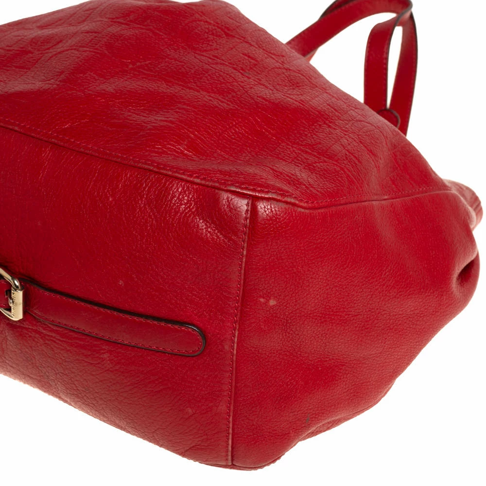 Carolina Herrera Red Monogram Leather Matryoshka Tote Women