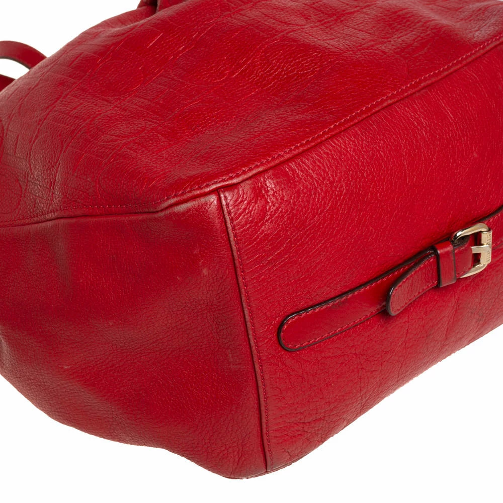 Carolina Herrera Red Monogram Leather Matryoshka Tote Women