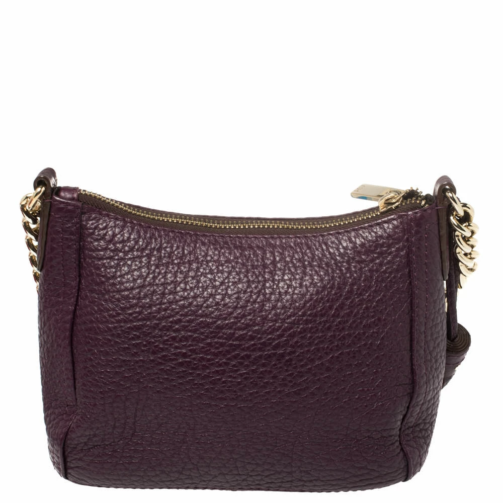 Carolina Herrera Purple Leather Chain Tassel Crossbody Bag Women