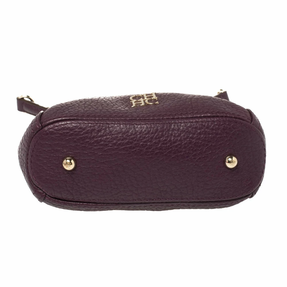 Carolina Herrera Purple Leather Chain Tassel Crossbody Bag Women