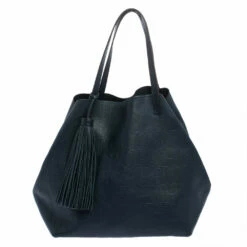 Carolina Herrera Blue Monogram Leather Matryoshka Tote Women