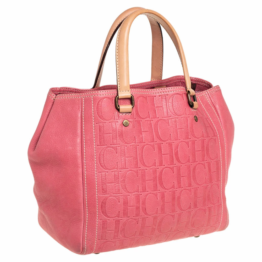 Carolina Herrera Pink Monogram Leather Tote Women 3 Carolina Herrera Pink Monogram Leather Tote Women - Image 3