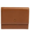 Carolina Herrera Caramel Brown Leather Trifold Compact Wallet Women