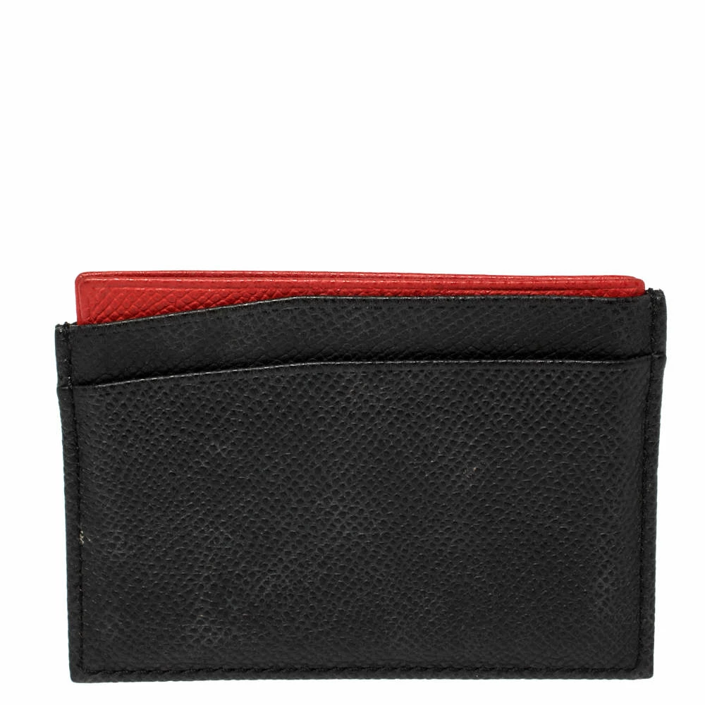 Carolina Herrera Black/Red Leather Card Holder Women