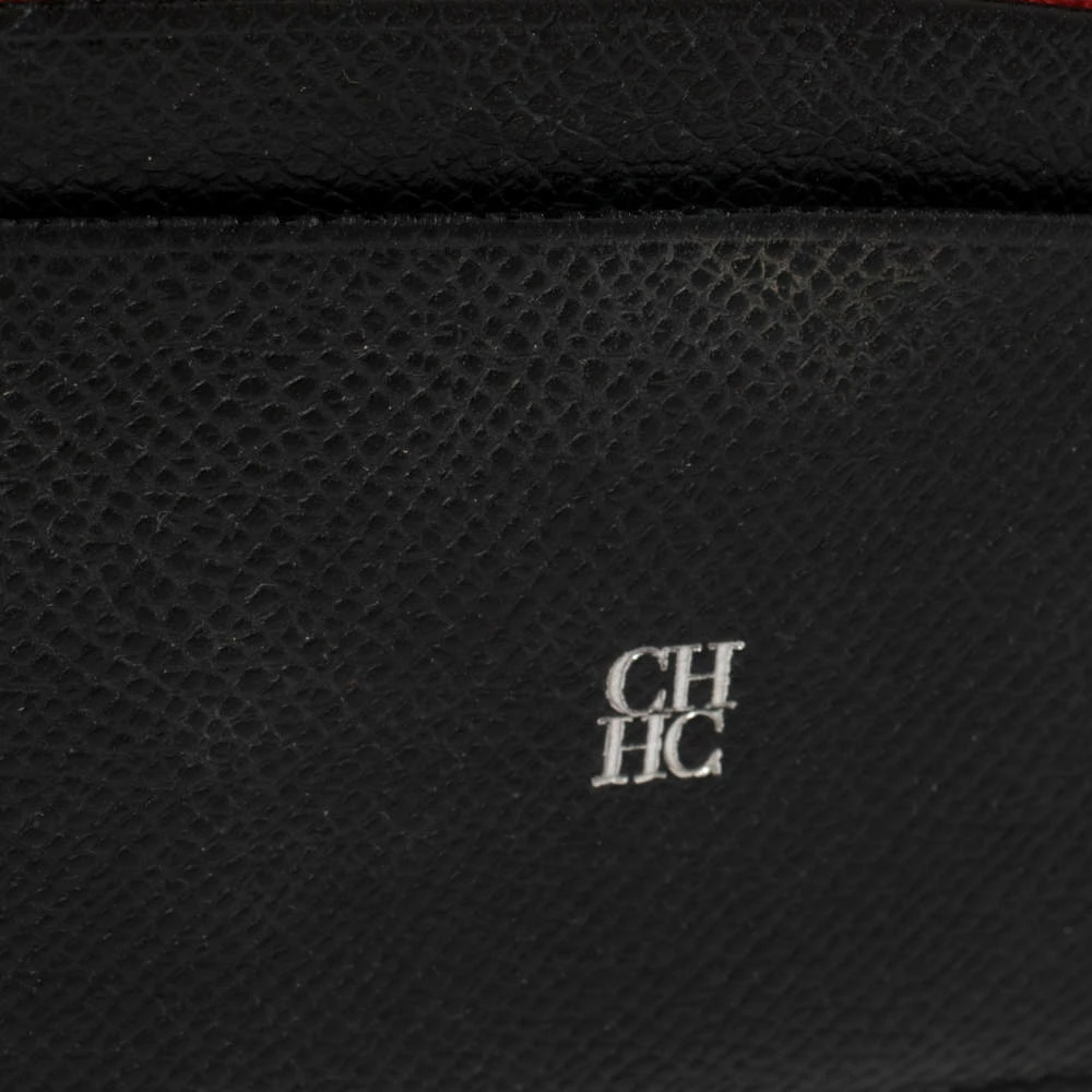 Carolina Herrera Black/Red Leather Card Holder Women