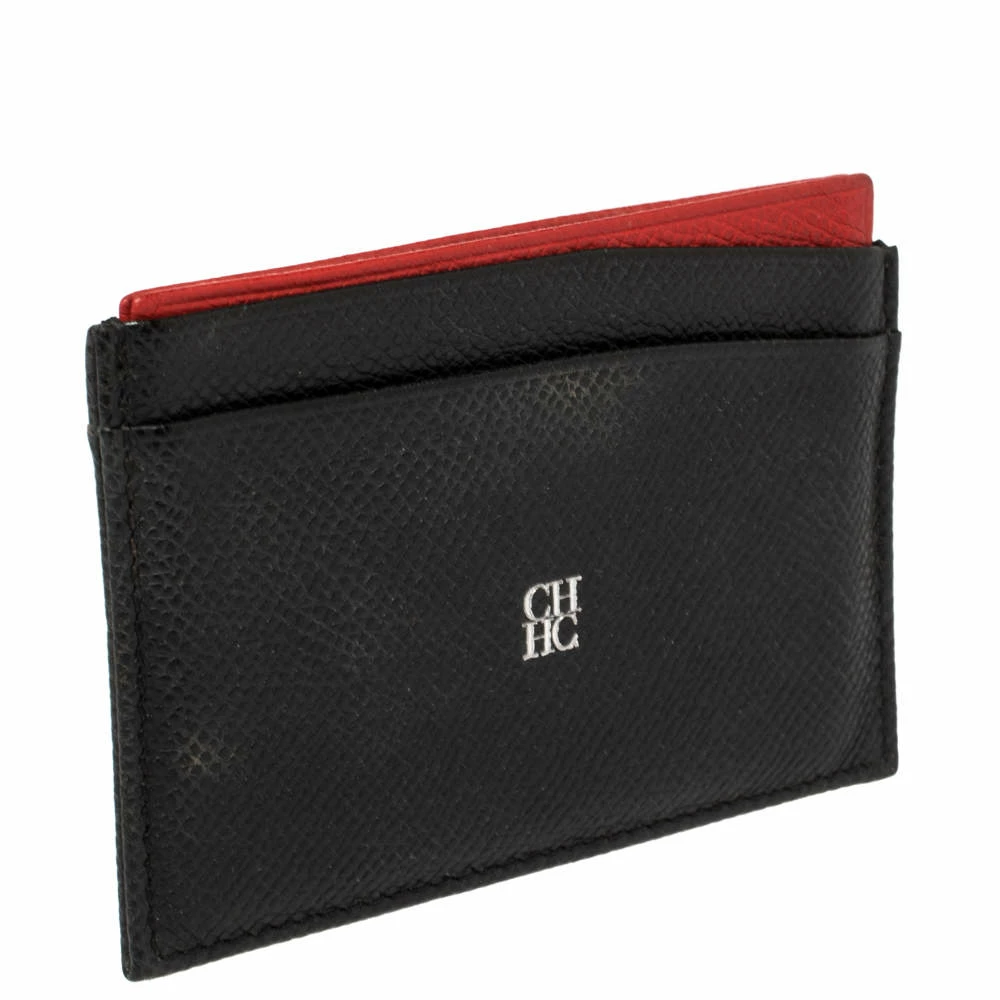 Carolina Herrera Black/Red Leather Card Holder Women