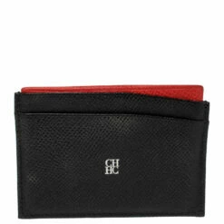 Carolina Herrera Black/Red Leather Card Holder Women