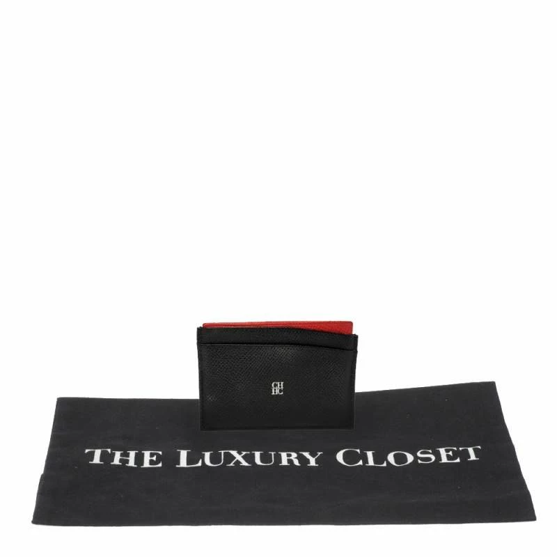 Carolina Herrera Black/Red Leather Card Holder Women