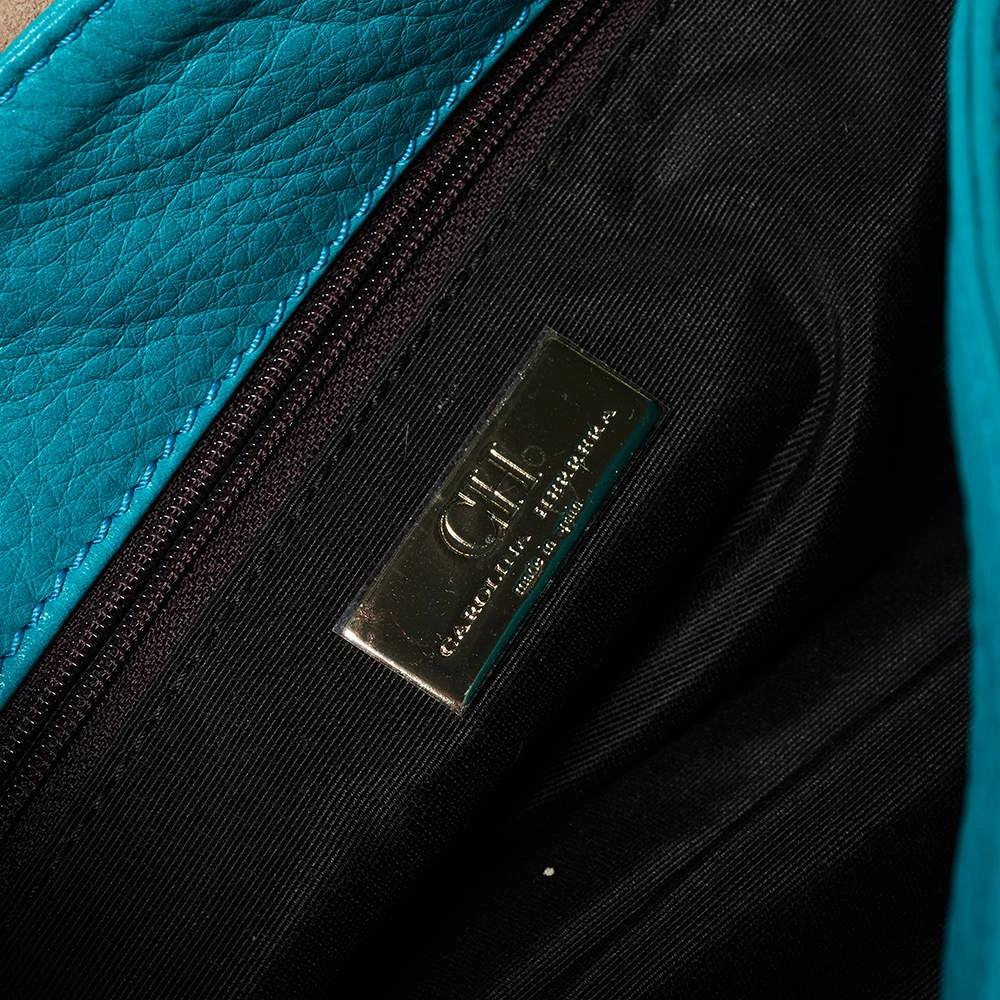 Carolina Herrera Turquoise Monogram Leather Flap Shoulder Bag Women - Blue