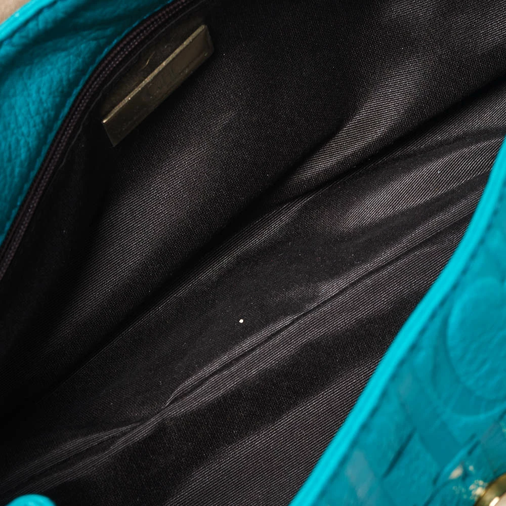 Carolina Herrera Turquoise Monogram Leather Flap Shoulder Bag Women - Blue