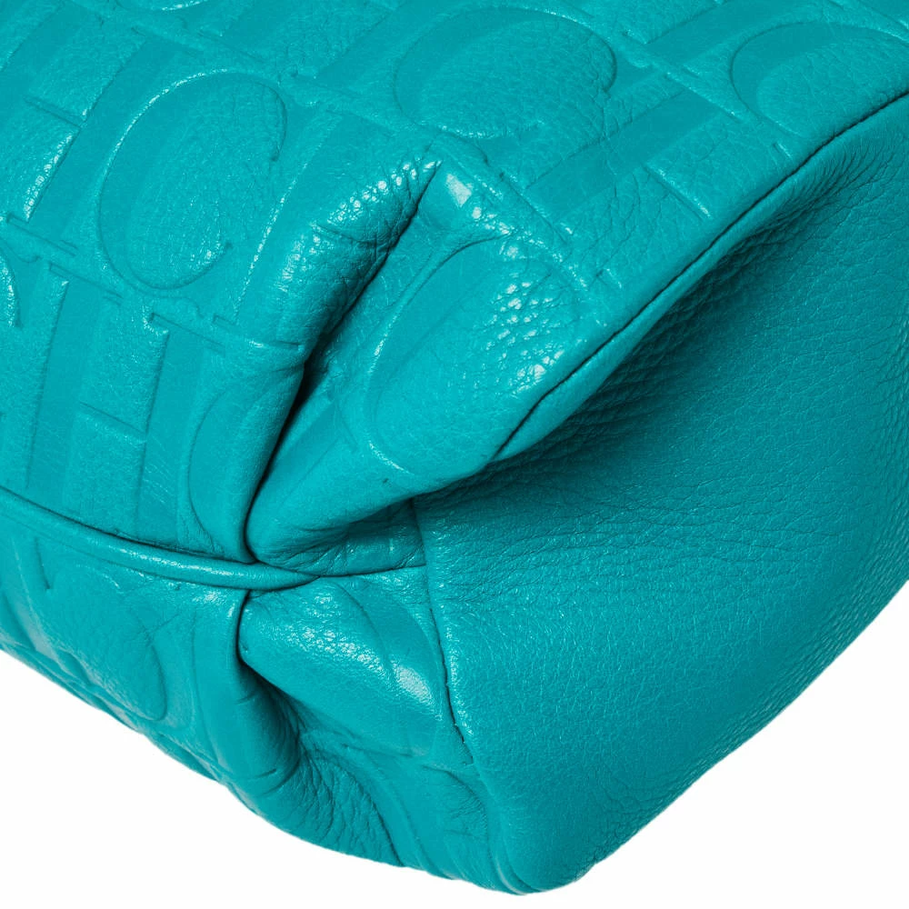 Carolina Herrera Turquoise Monogram Leather Flap Shoulder Bag Women - Blue