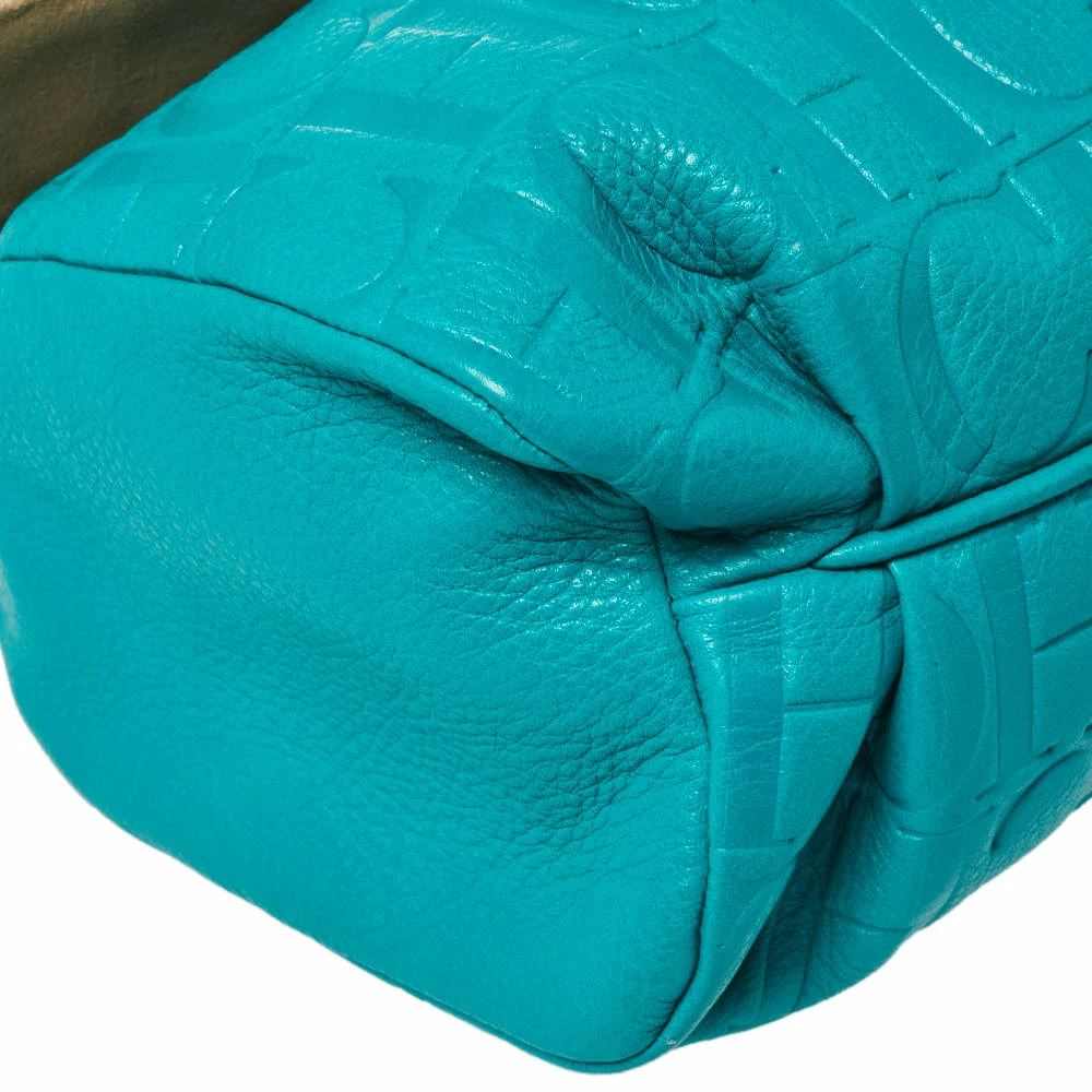 Carolina Herrera Turquoise Monogram Leather Flap Shoulder Bag Women - Blue