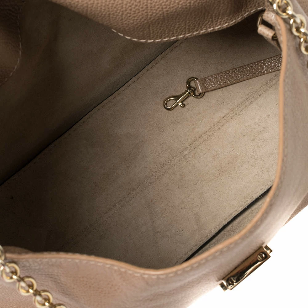 Carolina Herrera Beige Leather Minuetto Flap Top Handle Bag Women