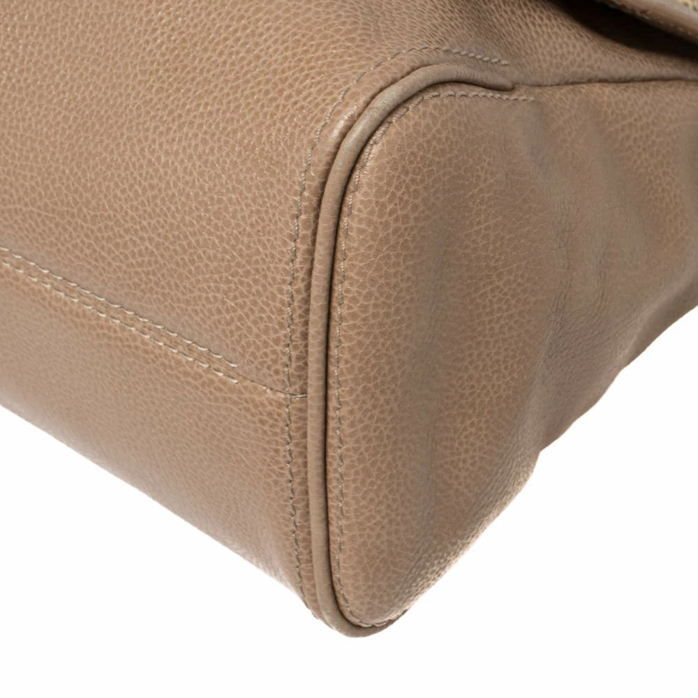 Carolina Herrera Beige Leather Minuetto Flap Top Handle Bag Women