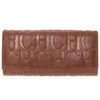 Carolina Herrera Brown Monogram Leather Continental Wallet Women