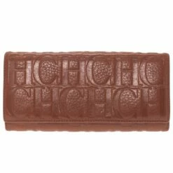 Carolina Herrera Brown Monogram Leather Continental Wallet Women