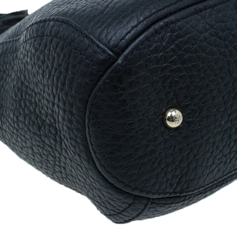 Carolina Herrera Black Pebbled Leather Maria Shoulder Bag Women
