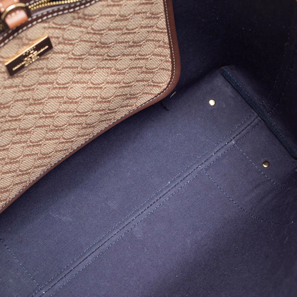 Carolina Herrera Beige/Brown Monogram Canvas and Leather Shopper Tote Women