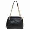 Carolina Herrera Black Leather And Suede Embossed Logo Shoulder Bag Women