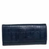 Carolina Herrera Blue Monogram Leather Continental Wallet Women