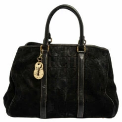 Carolina Herrera Black Monogram Nubuck And Leather Matteo Tote Women