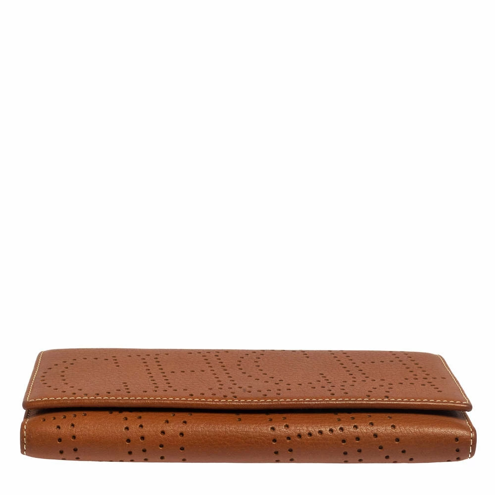 Carolina Herrera Brown Logo Leather Gigi Trifold Long Wallet Women