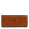Carolina Herrera Brown Logo Leather Gigi Trifold Long Wallet Women