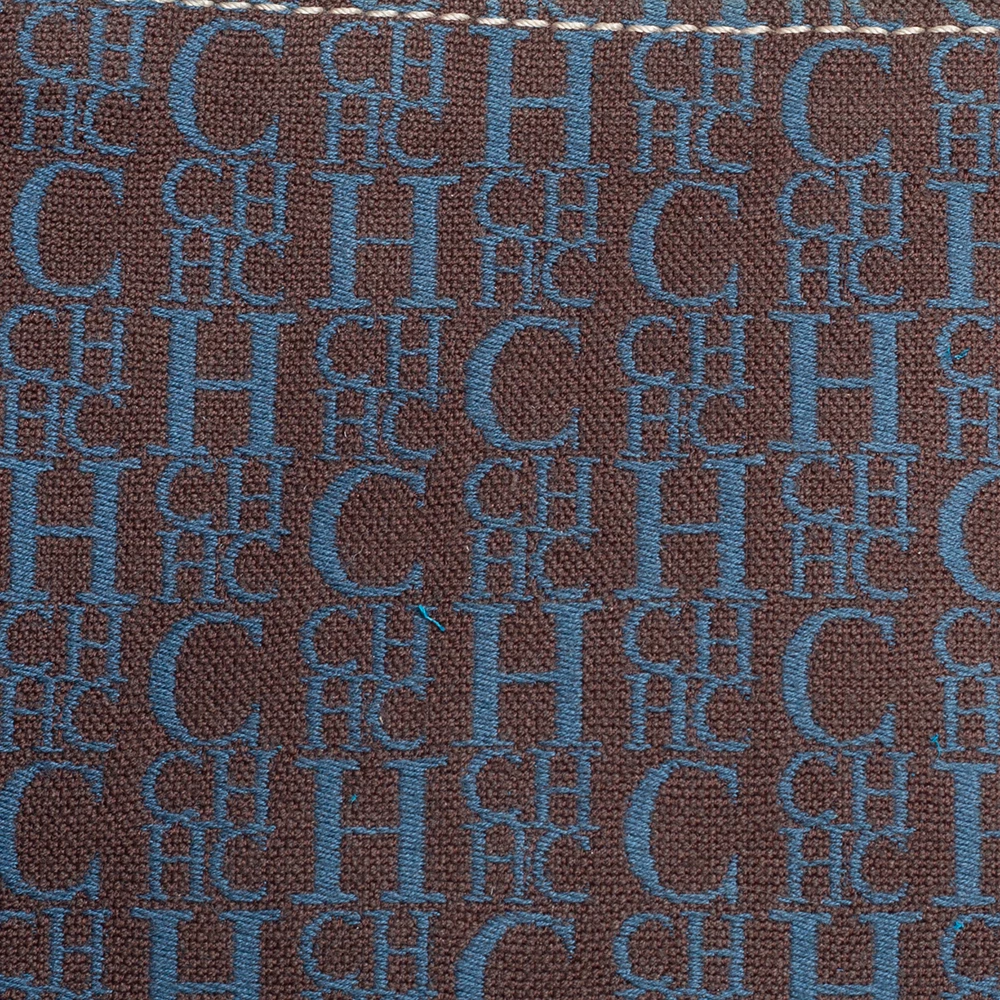 Carolina Herrera Turquoise Monogram Leather large Andy Boston Bag Women - Blue