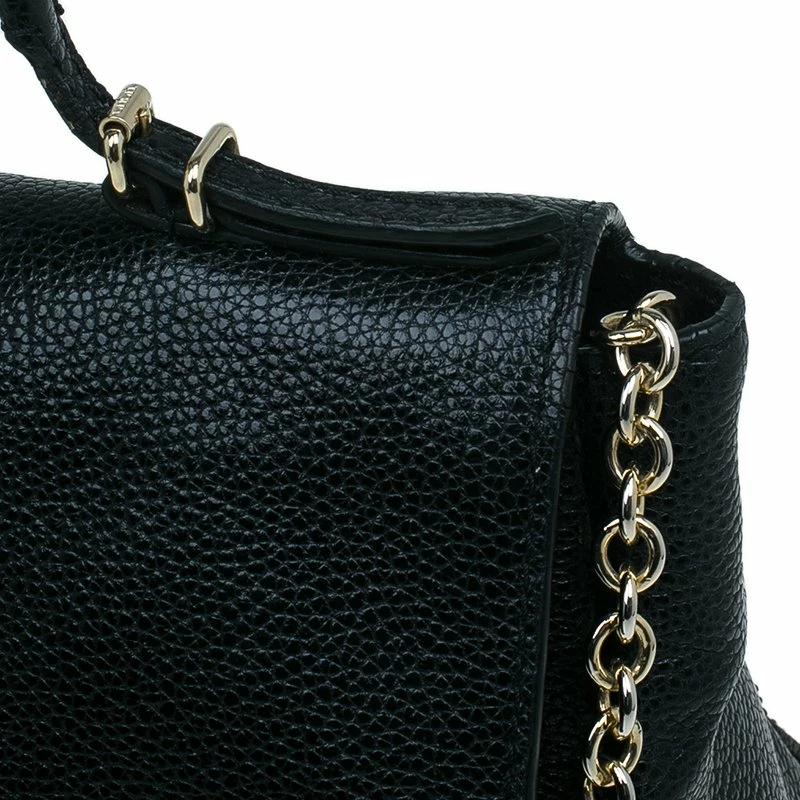 Carolina Herrera Black Leather Minueto Flap Bag Women