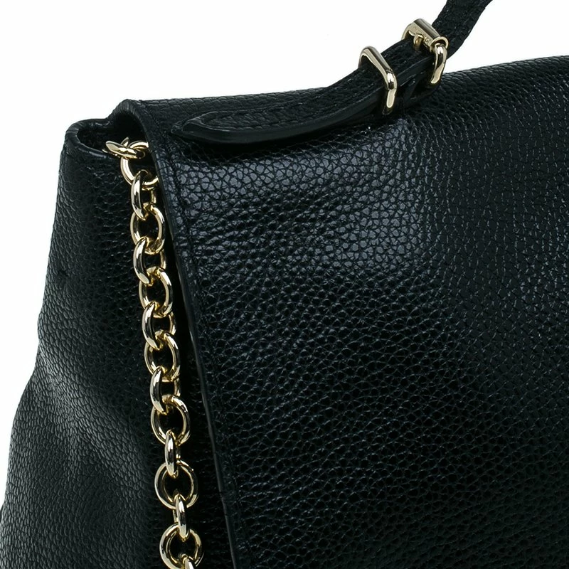 Carolina Herrera Black Leather Minueto Flap Bag Women