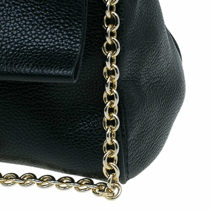 Carolina Herrera Black Leather Minueto Flap Bag Women