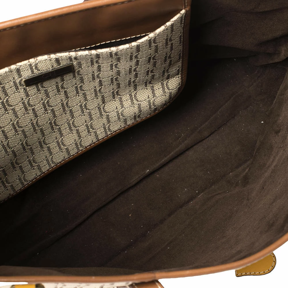 Carolina Herrera Beige/Brown Monogram Coated Canvas and Leather Charm Tote Women