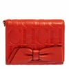 Carolina Herrera Orange Embossed Leather Bow Trifold Wallet Women