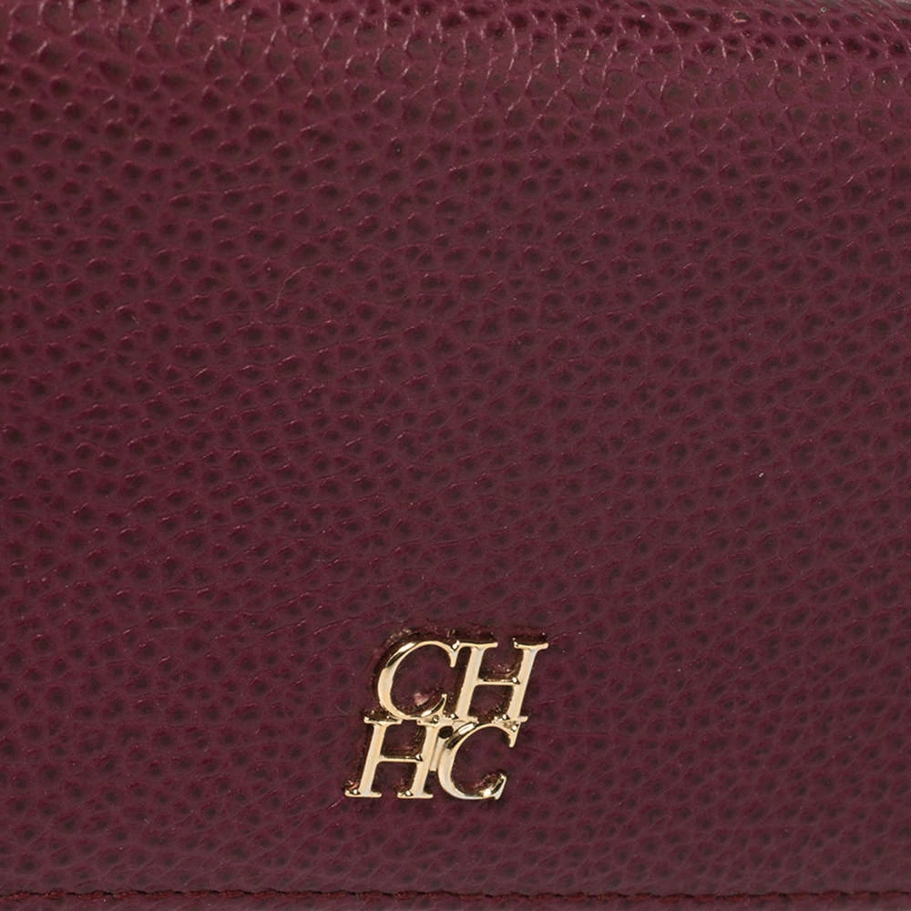 Carolina Herrera Burgundy Leather Flap Continental Wallet Women
