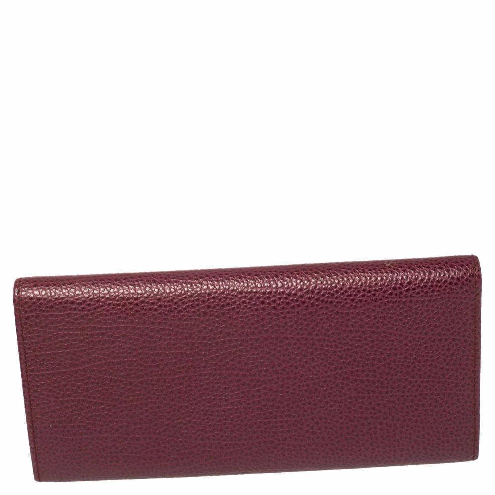 Carolina Herrera Burgundy Leather Flap Continental Wallet Women