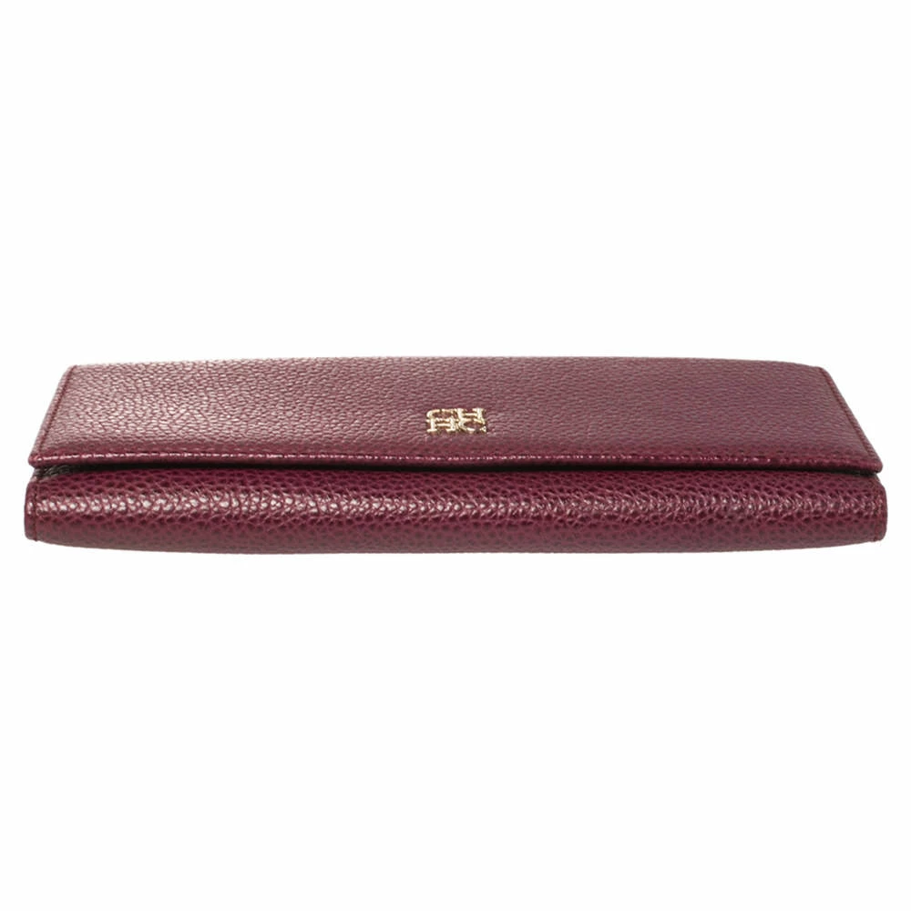 Carolina Herrera Burgundy Leather Flap Continental Wallet Women