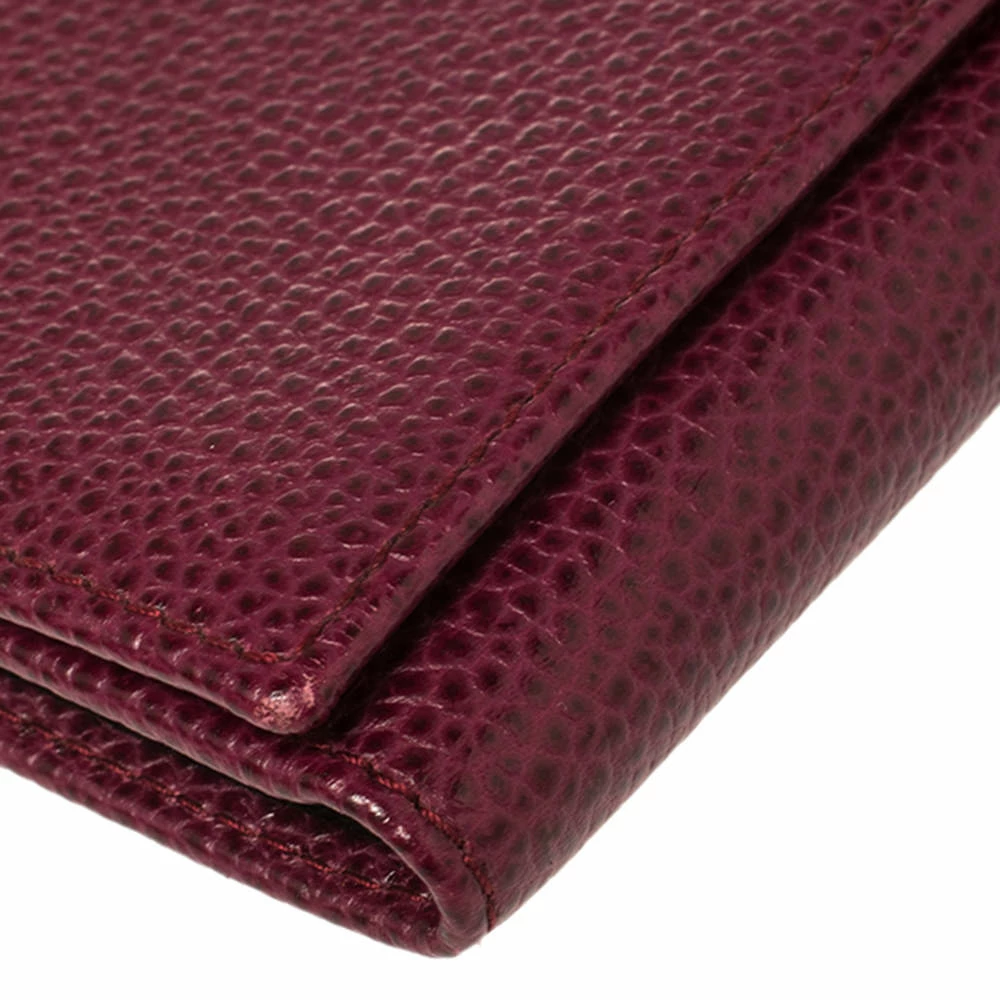 Carolina Herrera Burgundy Leather Flap Continental Wallet Women