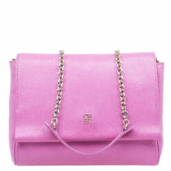 Carolina Herrera Pink Leather Minueto Shoulder Flap Bag Women