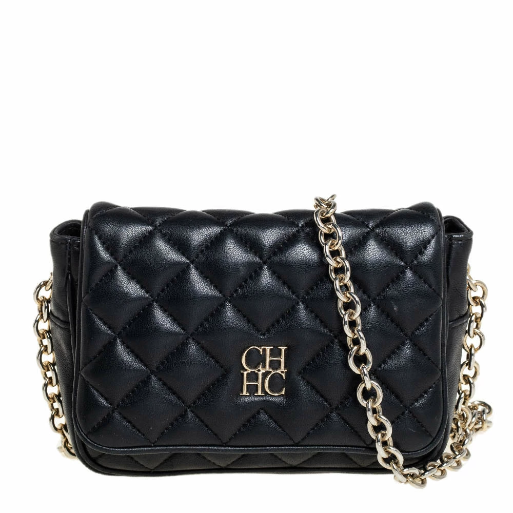 Carolina Herrera Quilted Leather Chain Crossbody Bag Women - Black