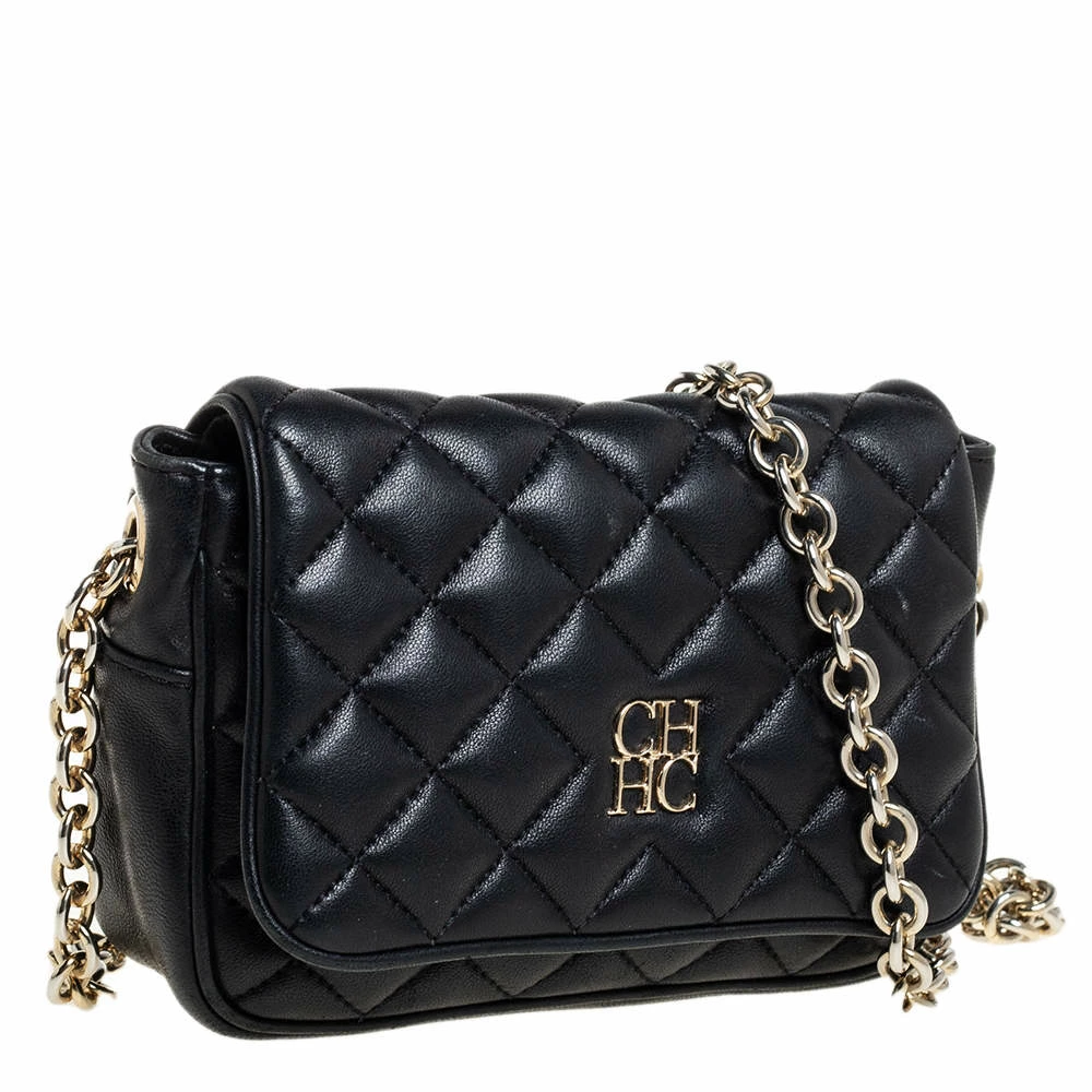 Carolina Herrera Quilted Leather Chain Crossbody Bag Women - Black