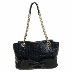 Carolina Herrera Black Leather Audrey Shoulder Bag Women