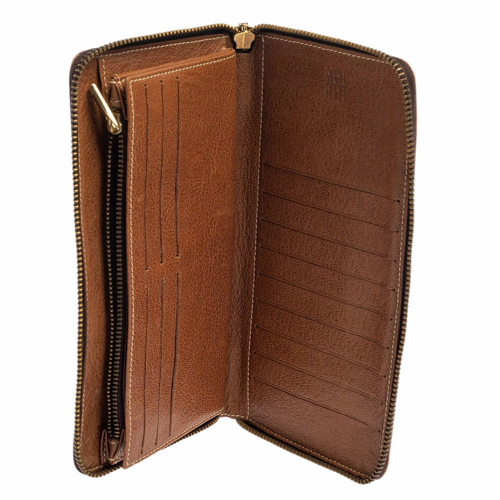 Carolina Herrera Brown Leather Zip Around Wallets Women