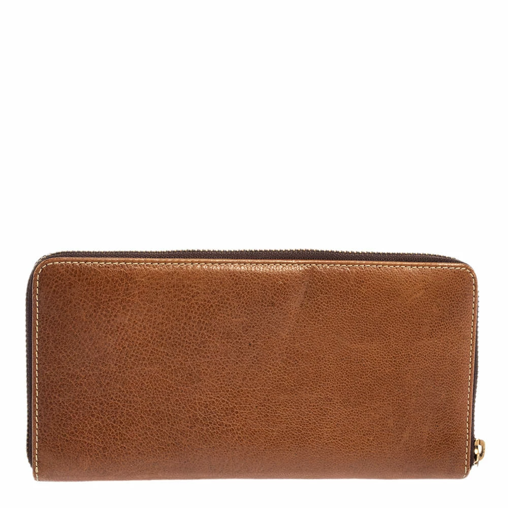 Carolina Herrera Brown Leather Zip Around Wallets Women